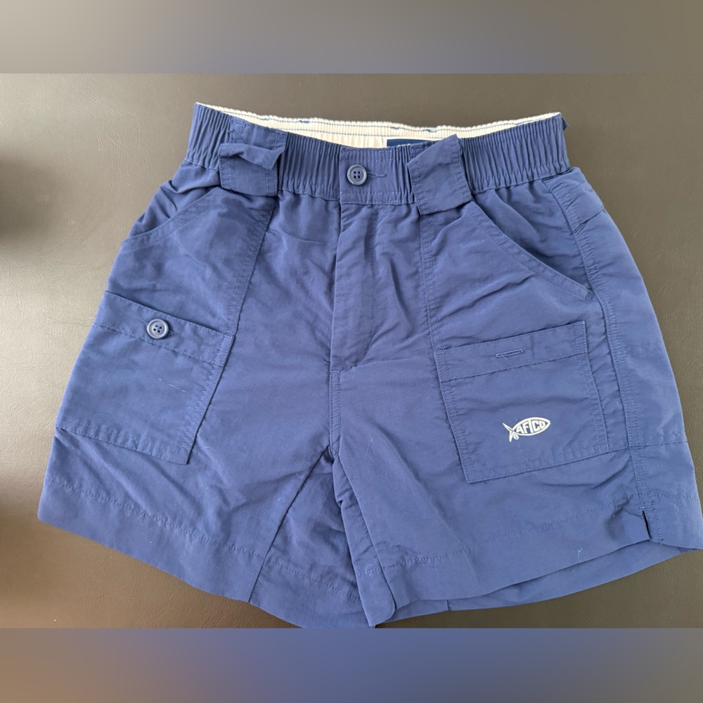 Boys/Mens AFTCO Navy and White Elastic Waist Cargo or Swim Shorts